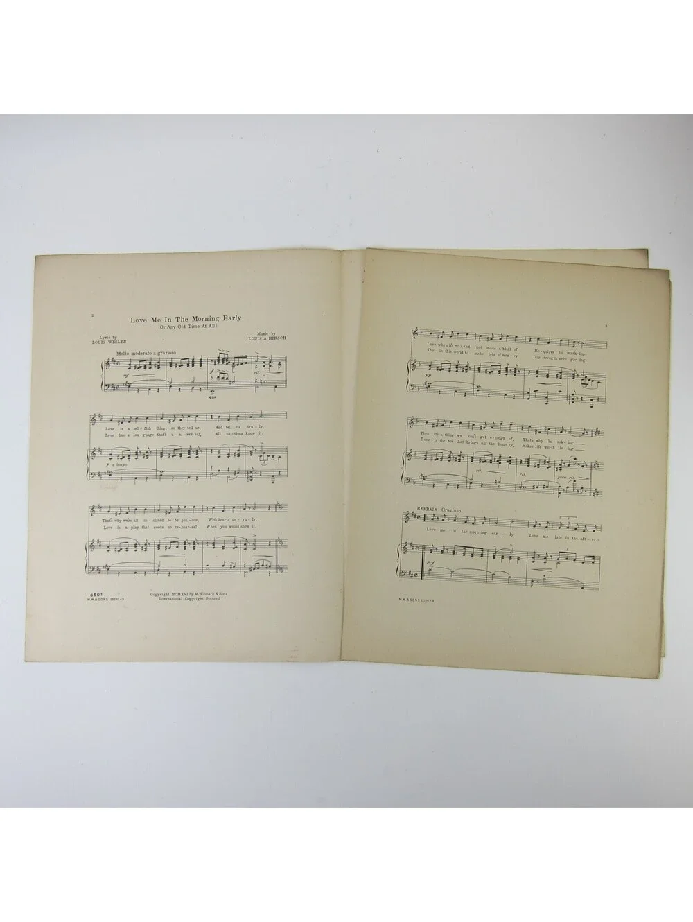 Sheet Music Love Me In The Morning Early My Hometown Girl Comedy Antique 1916